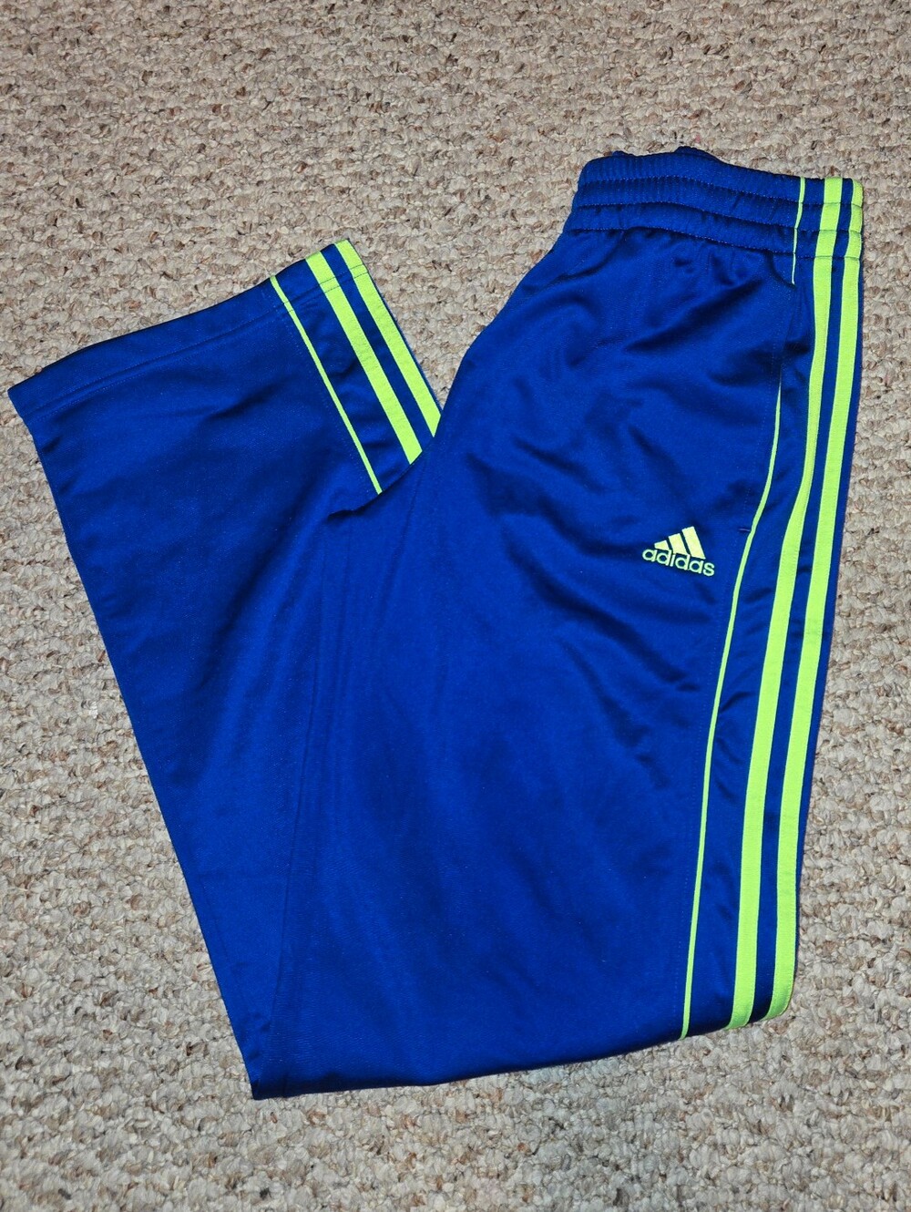Adidas Youth Boy Sweatpants Blue/Neon Green Size XL
